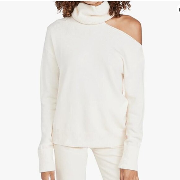 PAIGE Size Small Ivory Raundi Wool Blend Turtleneck Sweater